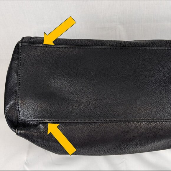 ANTONIO MELANI Black Vegan Leather Croc-Embossed Tote with Gold Details